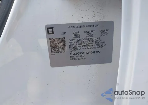 2021 Chevrolet Malibu Fwd 1Fl from USA, damaged, VIN 1G1ZC5ST3MF042922